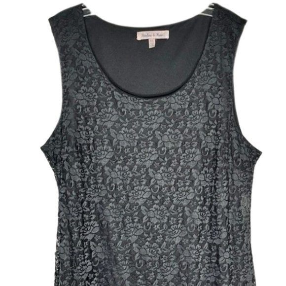 Harlow & Rose Black Lace Sleeveless Sheath with Embroidered Roses - XL - Picture 2 of 11